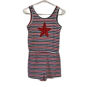 Place Girls Large 10-12 American Romper With Sequin Star